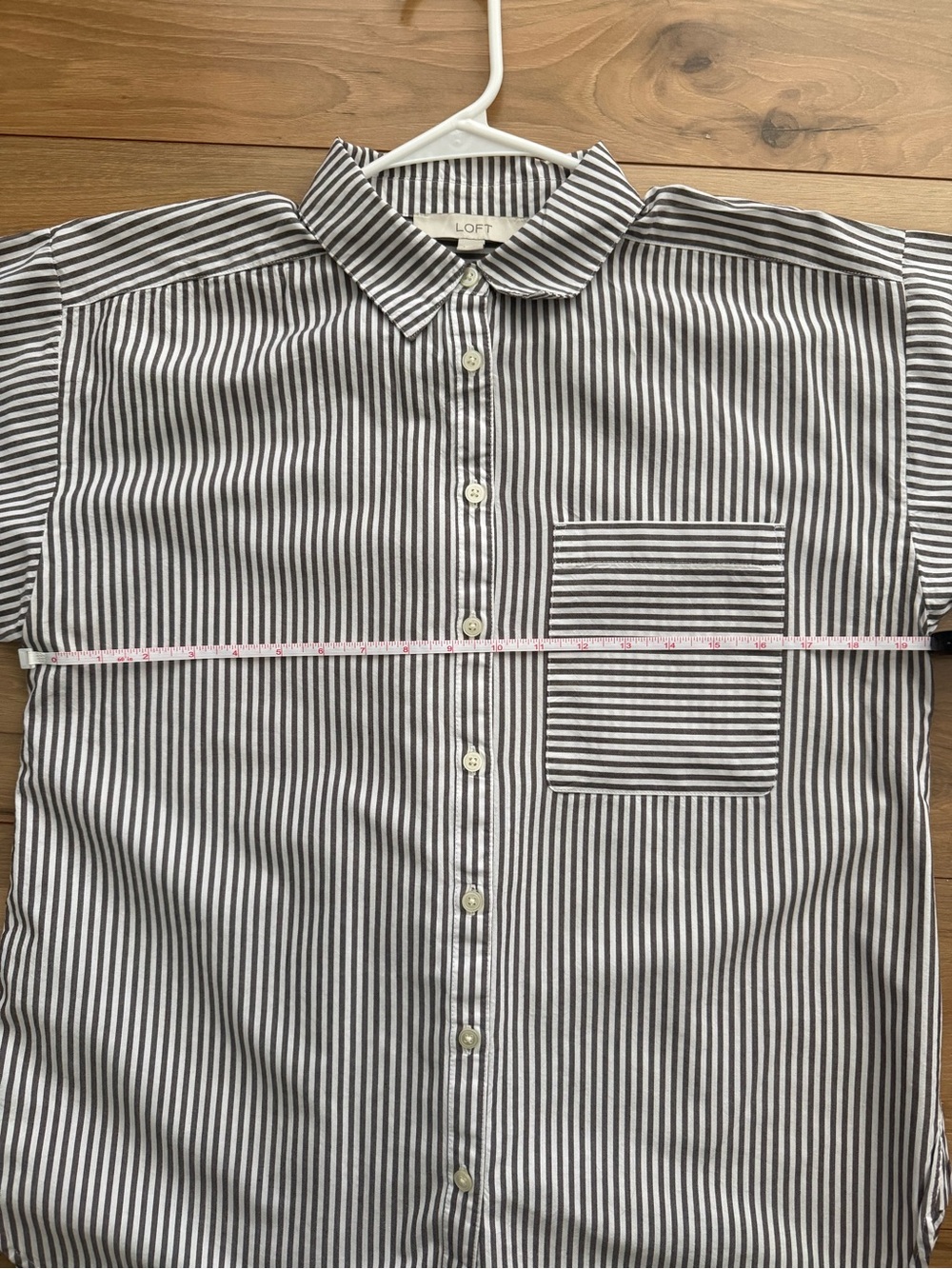 LOFT Classic Brown & White Striped Button-Down Shirt - Picture 6 of 10